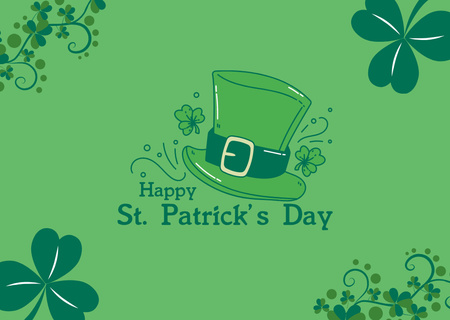 Festive St. Patrick's Day Greeting with Green Hat Card Design Template