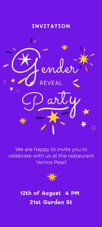 Gender reveal party announcement Invitation 9.5x21cm Design Template