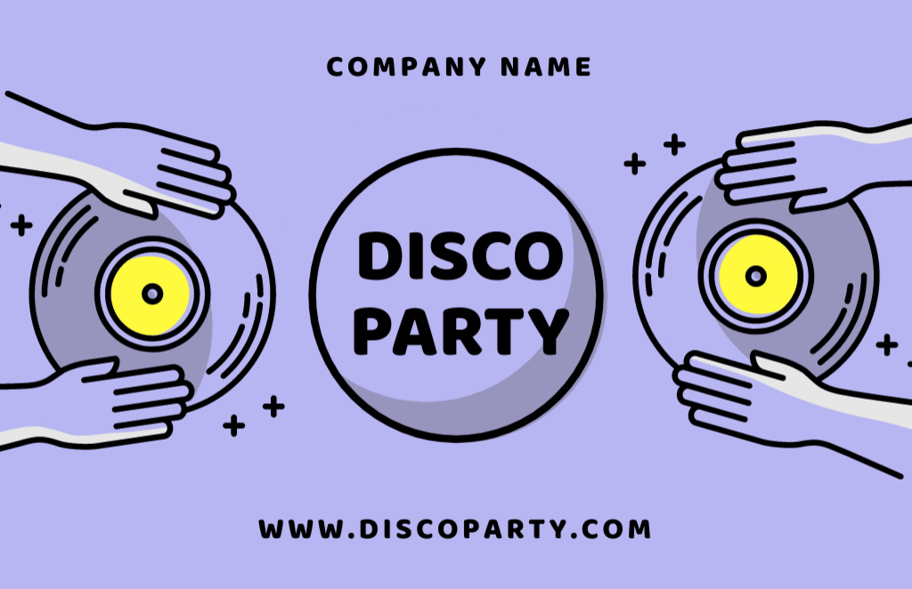 Ontwerpsjabloon van Business Card 85x55mm van Disco Party Ad