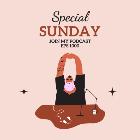 Különleges vasárnapi podcast bejelentés Podcast Cover tervezősablon