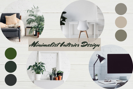 Коллаж минималистского дизайна интерьера Mood Board – шаблон для дизайна