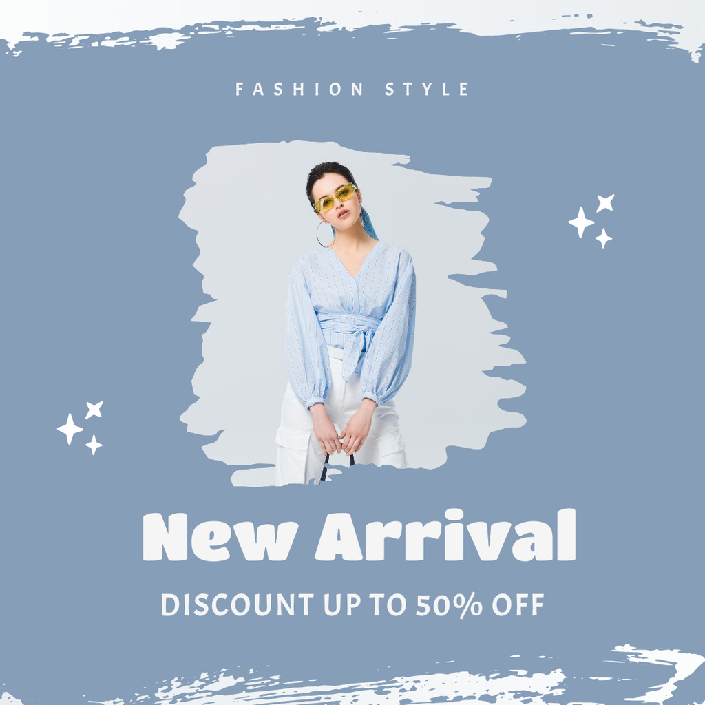 Plantilla de diseño de New Fashionable Wear for Women At Half Price In Blue Instagram 