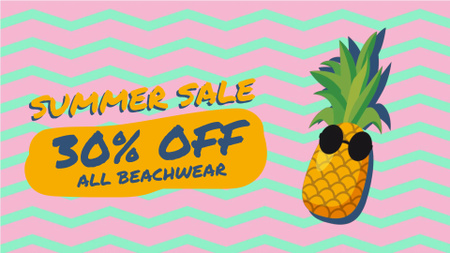 Cartoon pineapple in sunglasses Full HD video Design Template