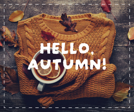 Ontwerpsjabloon van Facebook van herfst inspiratie met gezellige warme trui