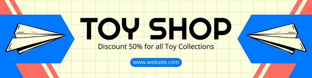 Ontwerpsjabloon van Twitter van Toy Collection Sale with Paper Airplane