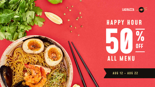 Asian Cuisine Delicacies With Discounts Offer FB event cover Design Template