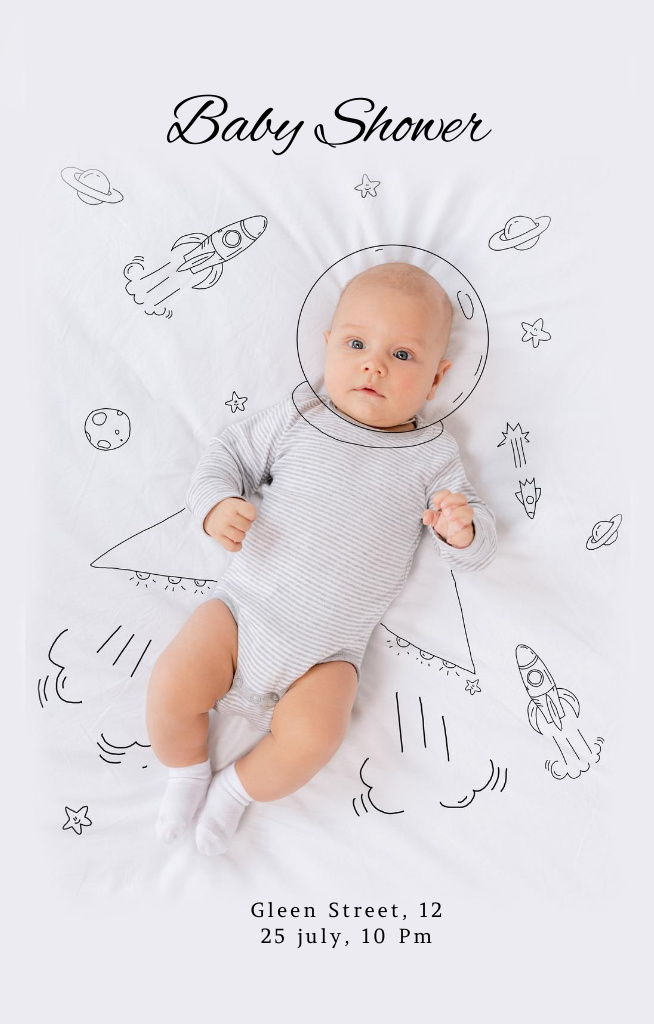 Designvorlage Cherished Baby Shower Celebration Announcement With Newborn für Invitation 4.6x7.2in
