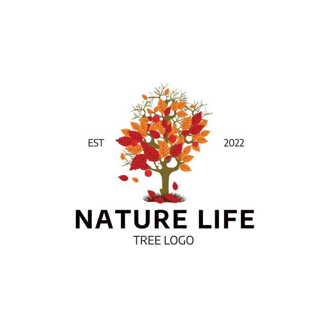Emblem with Natural Tree Logo 1080x1080px Tasarım Şablonu