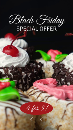 Black Friday Special Offer with Yummy Desserts with Berries TikTok Video Design Template