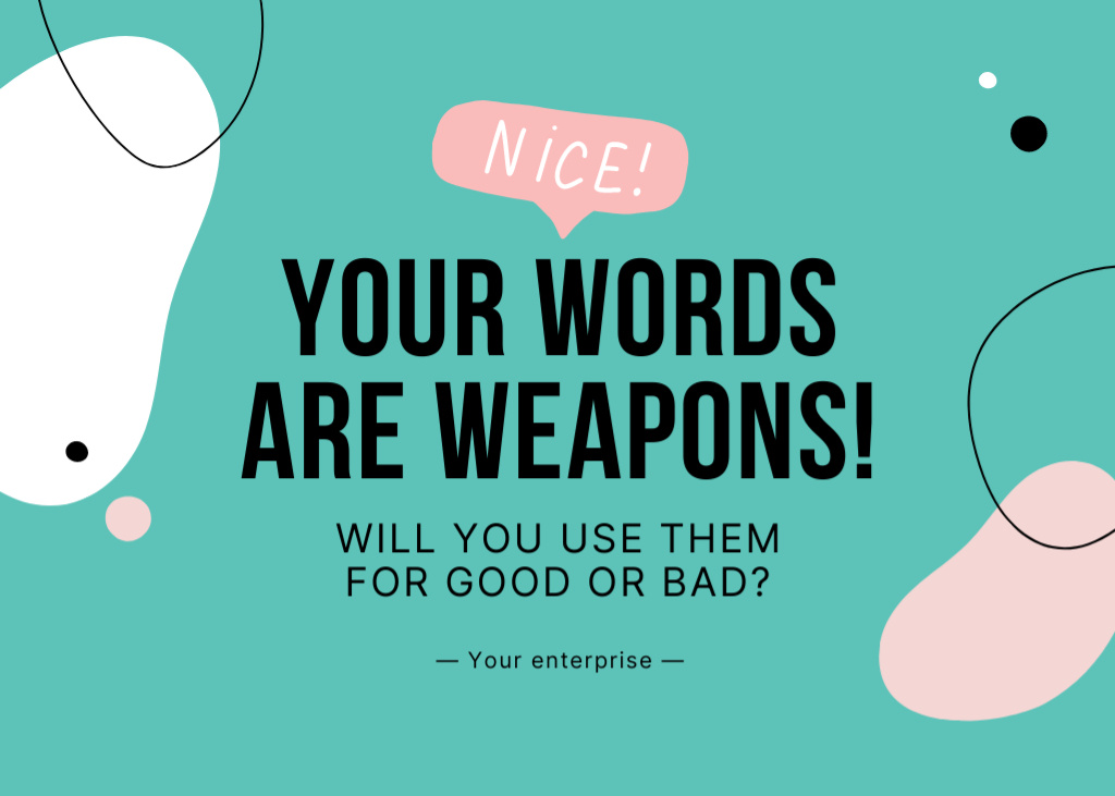 Your Words are Weapons Postcard 5x7in Modelo de Design