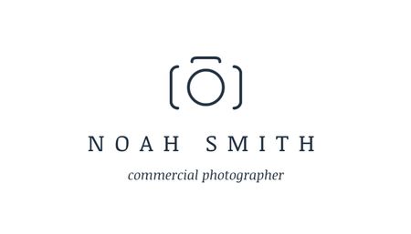 Commercial Photographer Contacts Information with Camera Icon Business Card US Tasarım Şablonu