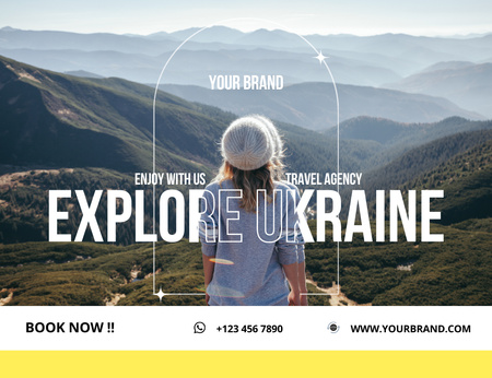 Plantilla de diseño de Tour a Ucrania por Agencia de Viajes Thank You Card 5.5x4in Horizontal 