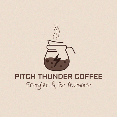 Cafe Ad with Coffee in Kettle Logo Design Template