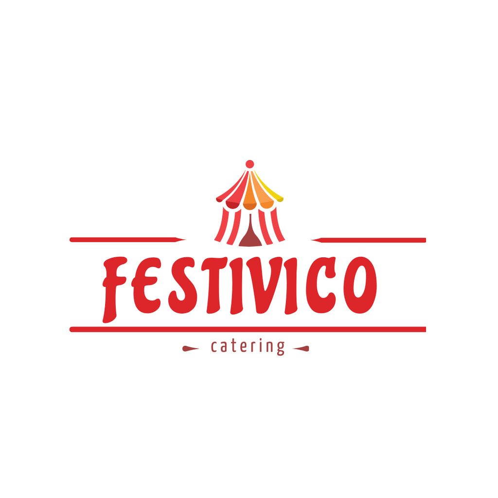 Catering Services Ad with Circus Tent in Red Logo 1080x1080px Design Template