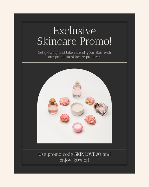 Template di design Exclusive Promo of Skincare Products Instagram Post Vertical