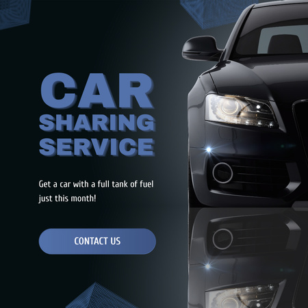 Car Sharing Service With Fuel Tank In Black Animated Post Design Template