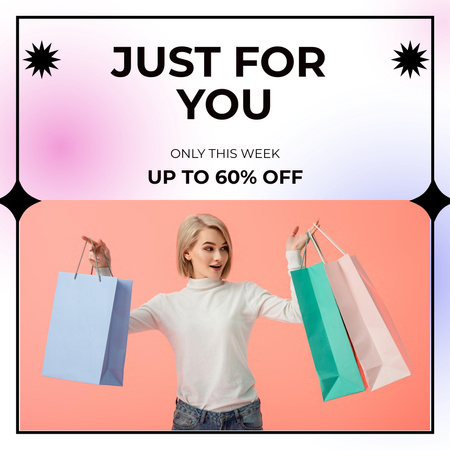 New Fashion Collection Sale Announcement with Shopping Bags Instagram Design Template