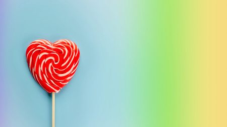 Ontwerpsjabloon van Zoom Background van Valentijnsdag met zoet hartvormig snoepje