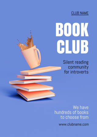 Silent Book Club for Introverts Poster Tasarım Şablonu