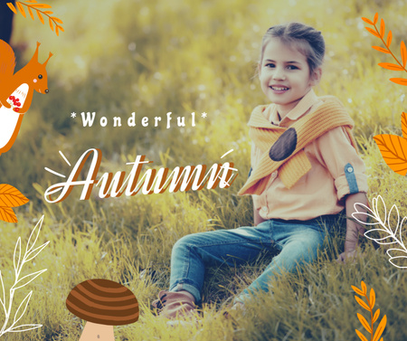 Ontwerpsjabloon van Facebook van herfst inspiratie met schattig klein meisje