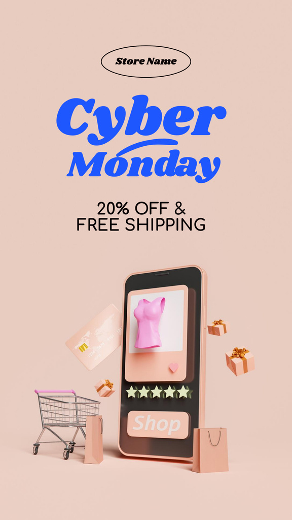 Sale Announcement on Cyber Monday Instagram Story Design Template