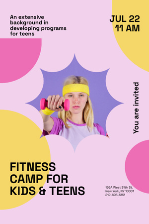 Fitness Camp for Kids Invitation 6x9in Design Template