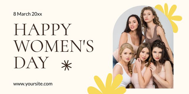 Women's Day with Young Beautiful Women Twitterデザインテンプレート