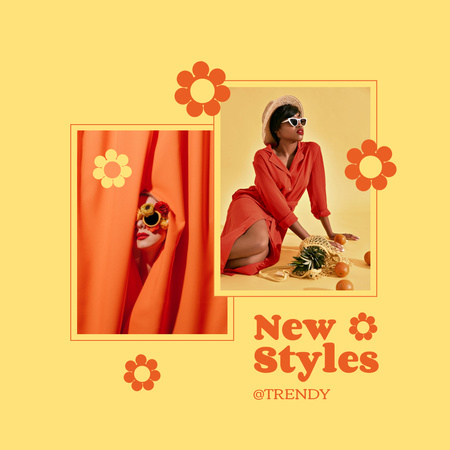 Woman in Stylish Orange Costume Animated Post Design Template