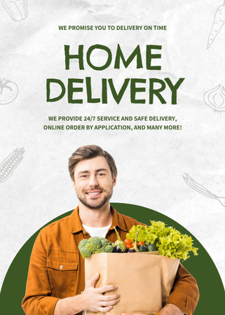 Day-And-Night Grocery Delivery With Online Order Flayer Design Template