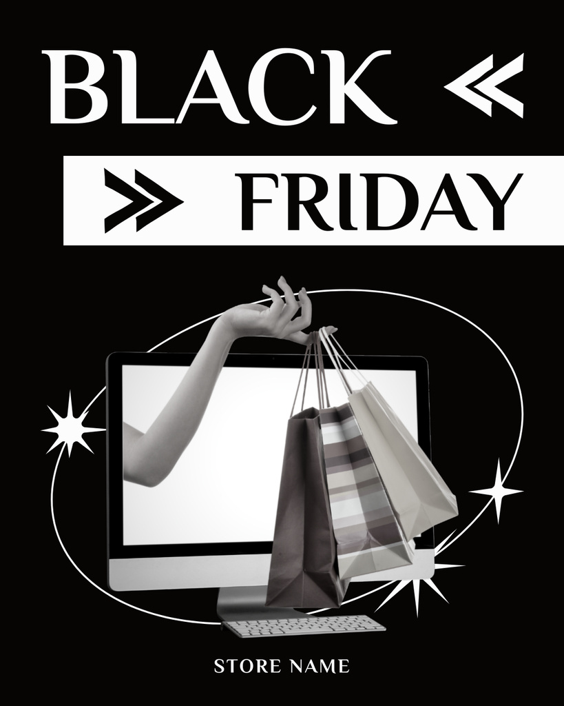 Black Friday Fashion Offers Instagram Post Vertical Modelo de Design