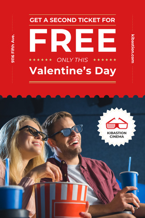 Valentine's Day with Couple in Cinema Pinterest Design Template