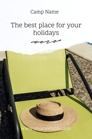 Luxury Hotel Ad with Sun Lounger and Straw Hat Pinterest Design Template