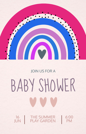 Baby Shower Party Announcement With Rainbow Invitation 4.6x7.2in Πρότυπο σχεδίασης