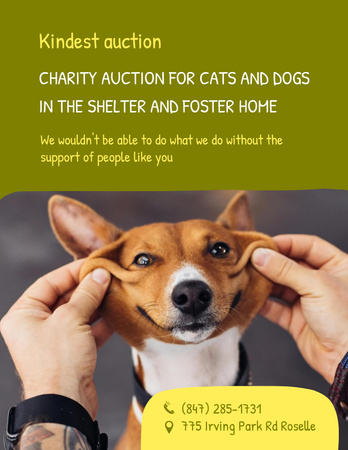 Charity Auction for Animals Announcement Flyer 8.5x11in Design Template