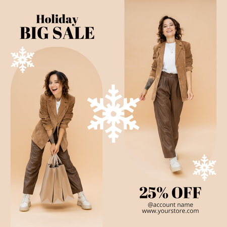 Fashion Woman on Holiday Sale Beige Instagram AD Design Template