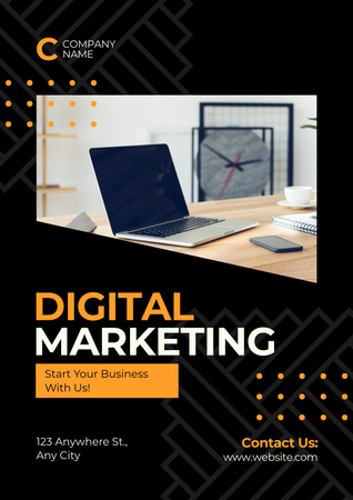 Template di design I servizi di marketing digitale offrono layout con foto Poster