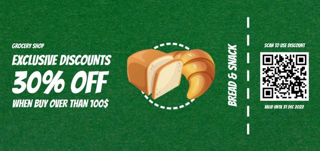 Grocery Store Offer for Bakery Products Coupon Din Largeデザインテンプレート