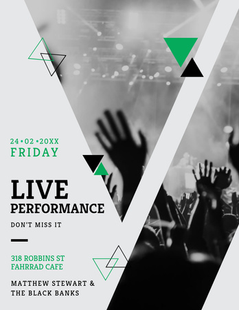 Live Performance Announcement with Happy Audience Flyer 8.5x11in Design Template