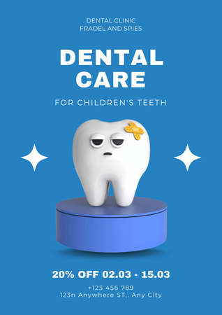 Offer of Dental Care with Injured Tooth Poster Design Template