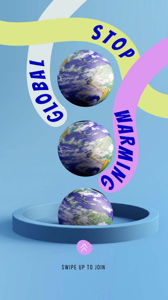 Global Warming Problem Awareness with Illustration of Planet Instagram Story Design Template