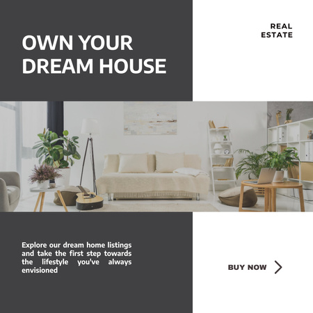 valkoinen unelma talon mainokset Instagram Design Template