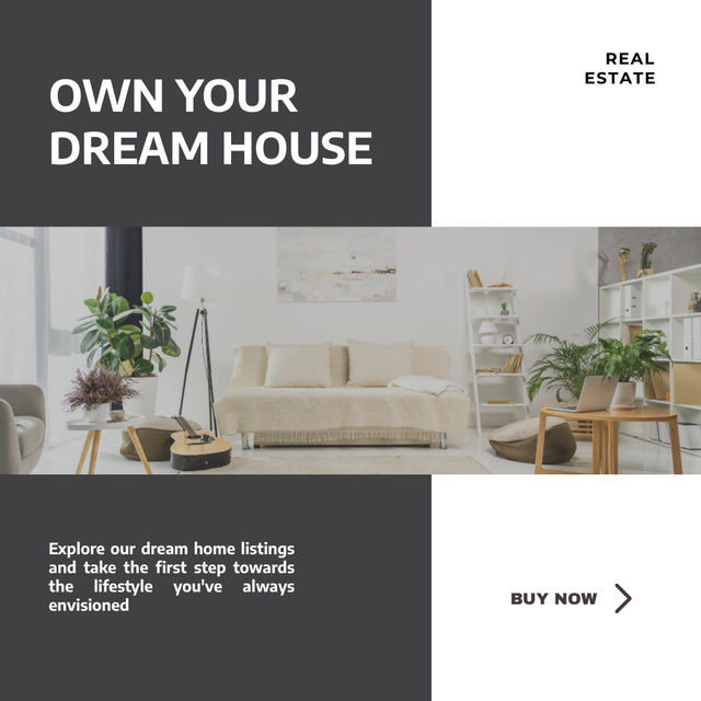 White Dream House Ads Instagram Šablona návrhu