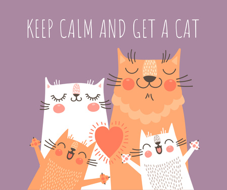 Evlat edinme ilhamı Komik Kedi ailesi Facebook Tasarım Şablonu