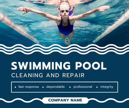 Pool Cleaning and Repair Services Offers Facebook Design Template
