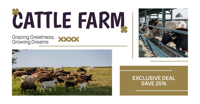 Template di design Exclusive Deal at Cattle Farm Facebook AD