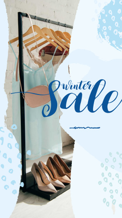 Designvorlage Winter Sale Offer Clothes on Hanger für Instagram Story