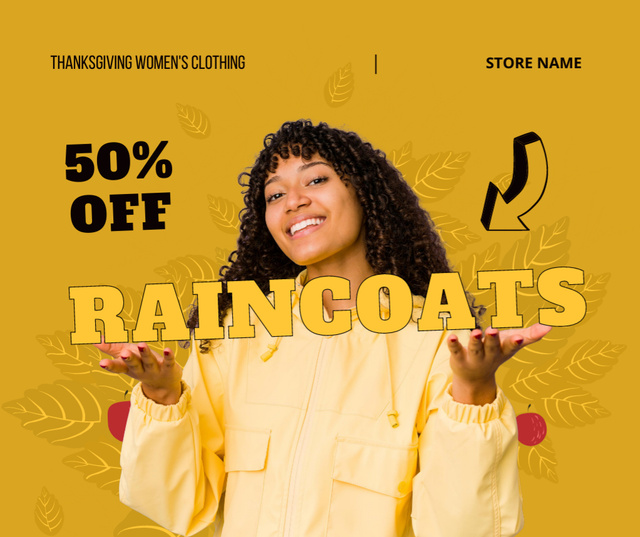 Ontwerpsjabloon van Facebook van Raincoats Sale on Thanksgiving