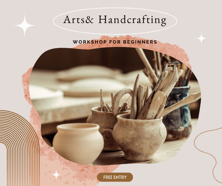 Arts And Handcrafting Workshop Announcement Facebook tervezősablon