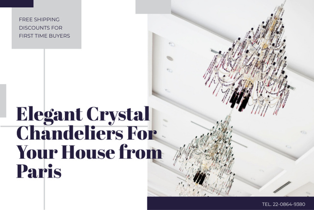 Designvorlage Elegant crystal chandeliers from Paris für Gift Certificate