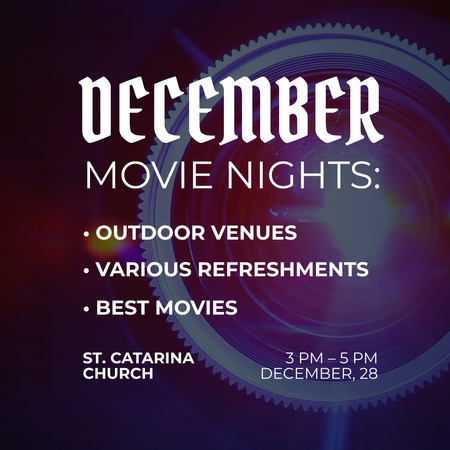 Movie Nights In Church Announcement Animated Post Design Template